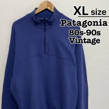 80s-90s Patagonia 하프 지퍼 맨투맨 XL 네이비 블루
