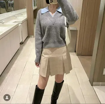 claudie pierlot 체크 플리츠 스커트