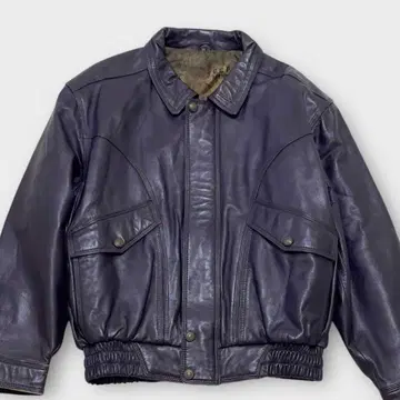 Jeep Arrival 플라이트 자켓 천연 가죽 퍼플 올 패턴 빈티지