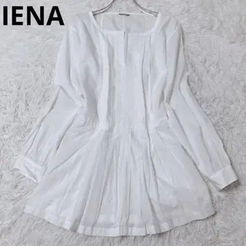 이에나 긴팔 튜닉 블라우스 고급 일본제 화이트 면 100% 무지