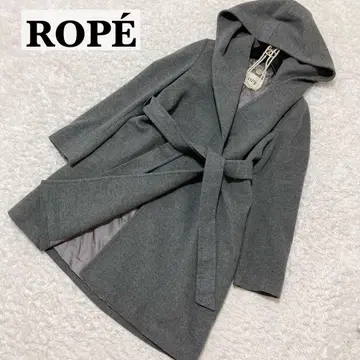 새상품급 ROPE 후디드 코트 벨트 포함 캐시미어 혼방 38 M 롱 기장