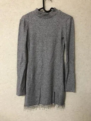 ZARA 그레이 긴팔 큐빅 원피스 S