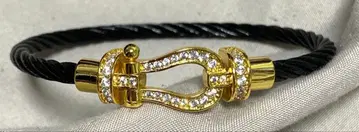 골드 블랙 스테인리스 소재 말발굽 뱅글 호스슈 팔찌