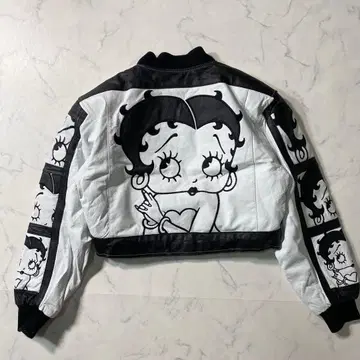 [고품질] 베티  부프 레더 재킷 천연 가죽 블루종 자수 베티짱 M