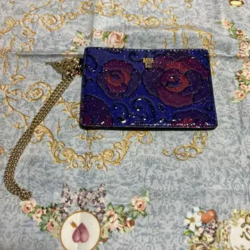 ANNA SUI 진심 로즈 패스 케이스 네이비 x 마젠타