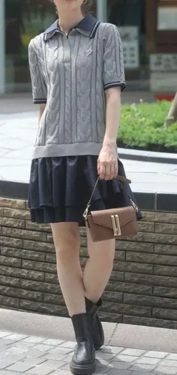[ 새상품 ] 아푸와이저 리셰 케이블 스키퍼 레이어드 미니 원피스