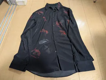 블랙과 빨간색 아트 프린트 긴팔 셔츠 L