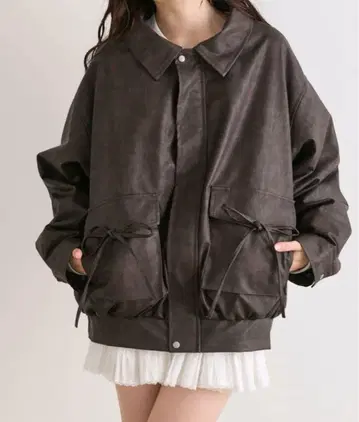 OLIVE des OLIVE 리본 포켓 에코 가죽 BIG 블루종 브라운