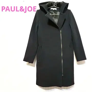PAUL&JOE 폴앤조 울 코트 S~M 후드 부착 다크 네이비