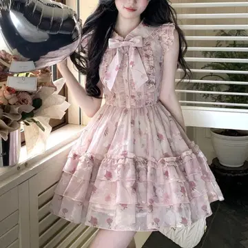 스위트 로즈 프릴 민소매 원피스 deelia