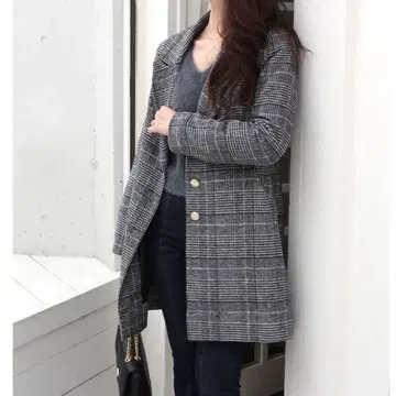 ROYAL PARTY 로얄 파티 모던 체크 체스터 코트 가을
