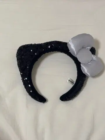 고양이 귀 머리띠 실버 리본 포함