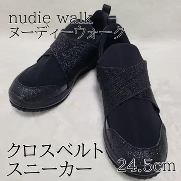 [ nudie walk ] 크로스 벨트 스니커즈 블랙 24.5cm