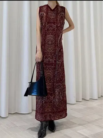 ASMEE 2WAY I LINE KNIT DRESS 보르도 S 사이즈