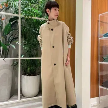 CABaN 울 개버딘 스탠드 카라 코트 베이지 사이즈 S