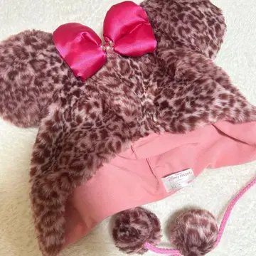 도쿄 디즈니랜드 디즈니 미니 팬캡 레오파드 무늬 핑크