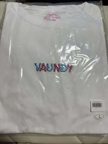 [ 새상품 ] VAUNDY 로고 T셔츠 Blue x Pink L