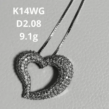 K14WG 하트형 목걸이 다이아몬드 포함