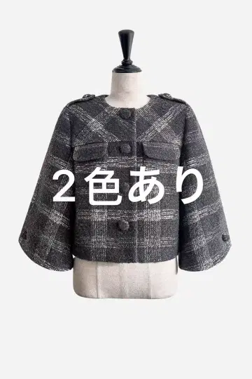 check jacquard cocoon sleeve jacket