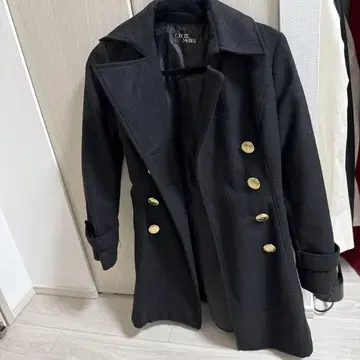 CECIL McBEE 블랙 더블 브레스트 코트
