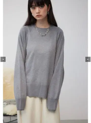 AZUL by moussy 형태 니트 풀오버 그레이 긴팔 니트