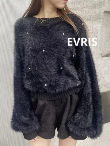 EVRIS 큐빅 팬시 얀 니트탑