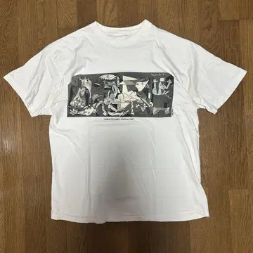 명작 아트 T 90s 빈티지 파블로 피카소 게르니카 티셔츠 XL