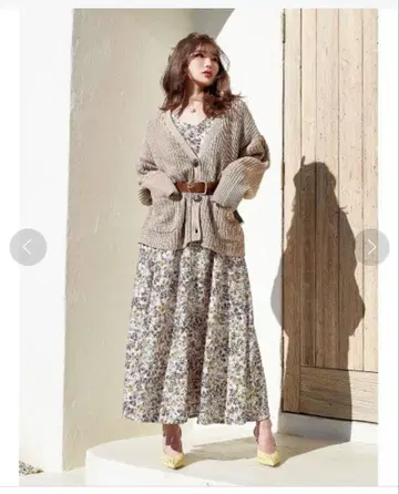 다리치 페인트 플라워 롱 원피스