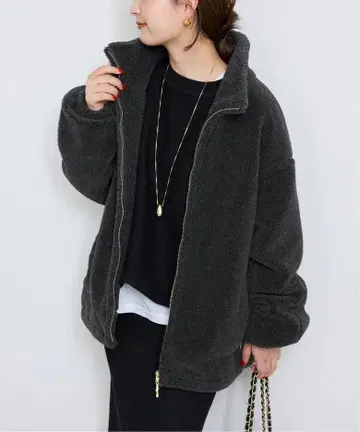 24AW 울 혼방 보아 스탠드 코쿤 블루종