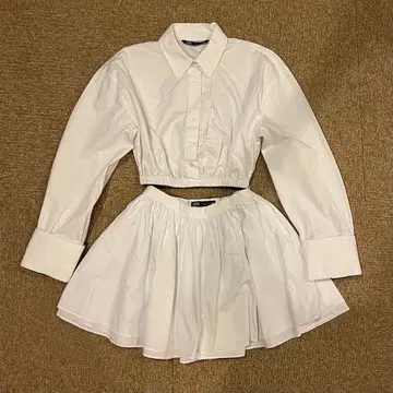 ZARA 자라 크롭 셔츠 스커트 셋업 화이트 S