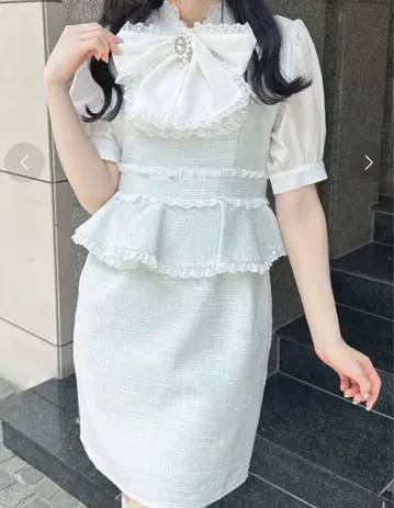 ROJITA 트위드 페플럼 원피스 색스
