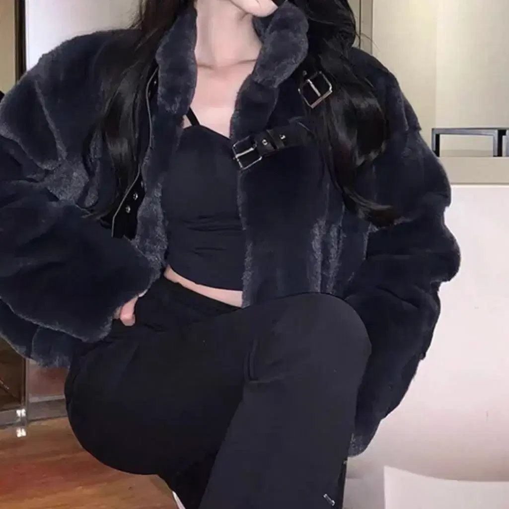 Black fur jacket