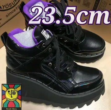 [ YOSUKE ] 23.5cm 웨지 스니커즈 홀로 에나멜 x 블랙