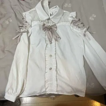 ROJITA 화이트 리본 프릴 셔츠