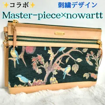 콜라보 마스터피스 x nowartt 가죽 자수 클러치백