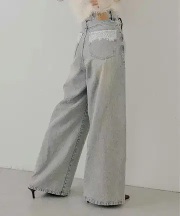 Chico 치코 포켓 레이스 와이드 데님 블루