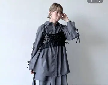 소매 리본 빅 셔츠 HARE 그레이