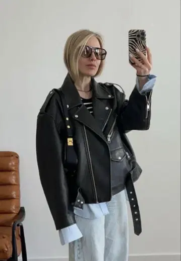 Zara faux leather 블랙 가죽 라이더 자켓