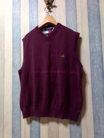 90s 타미힐피거 V넥 코튼 니트 베스트 남성용 L