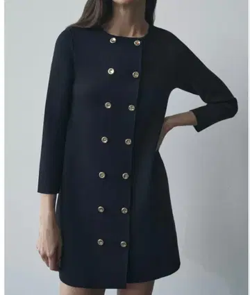 자라 ZARA 네이비 골드 버튼 니트 원피스