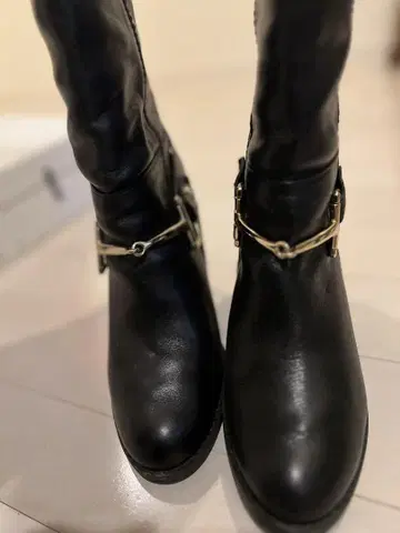 일본제 승마용 스타일 가죽 블랙 롱 부츠 사이드 지퍼