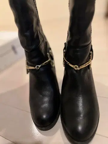 일본제 승마용 스타일 가죽 블랙 롱 부츠 사이드 지퍼