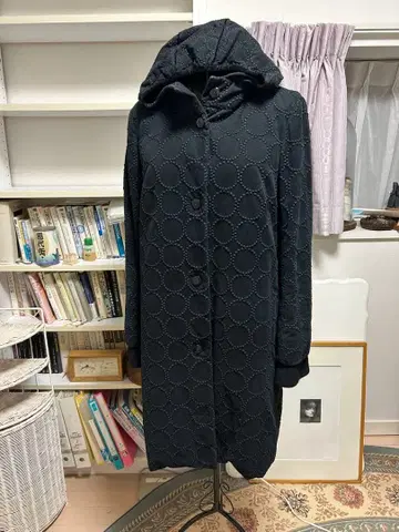 미나 페르호넨 블랙 탬버린 다운 코트 후드 부착 38