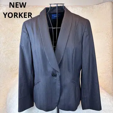 NEW YORKER 15호 스트라이프 패턴 블랙 테일러드 자켓 울 100