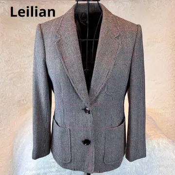 Leilian 레리안 M 체크 무늬 테일러드 자켓 울 95