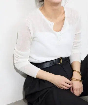 SLOBE IENA 시어 리브 헨리넥 PO