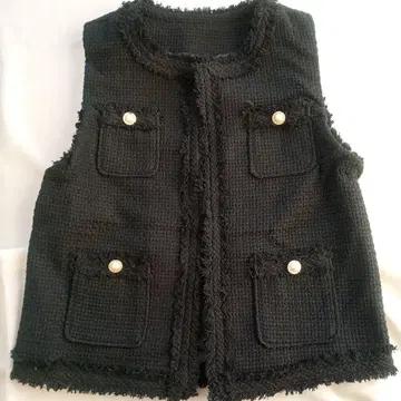 Piacere 블랙 베스트 프린지