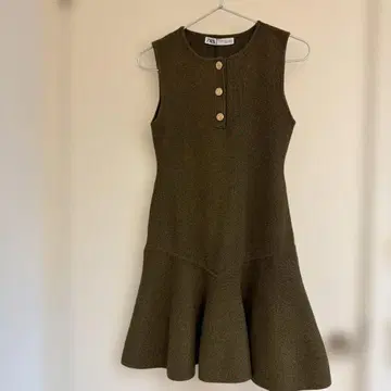 ZARA 슬리브리스 원피스 S 올리브 그린