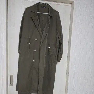 올리브 더블 버튼 롱 코트