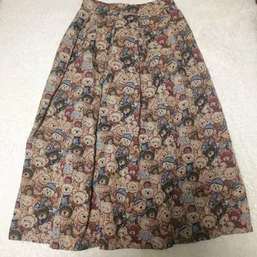 [ khaki koji ] 새상품급 테디베어 자카드 직물 롱 스커트 F